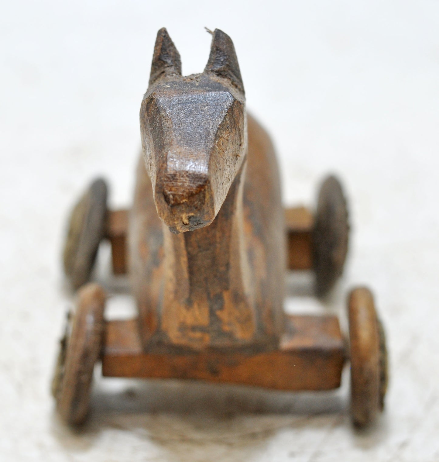 Vintage Wooden Camel on Wheels Figurine Original Old Hand Carved