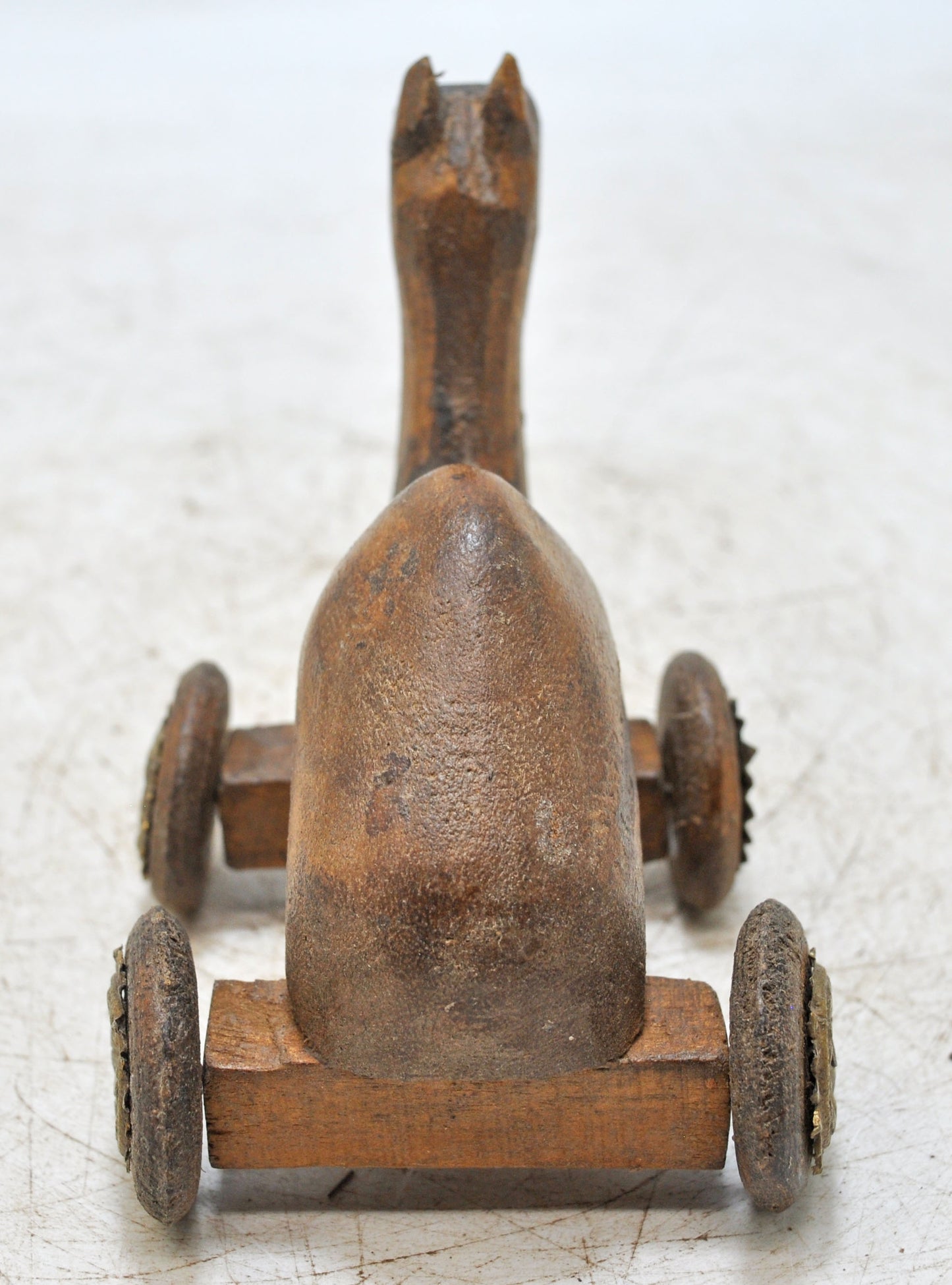 Vintage Wooden Camel on Wheels Figurine Original Old Hand Carved