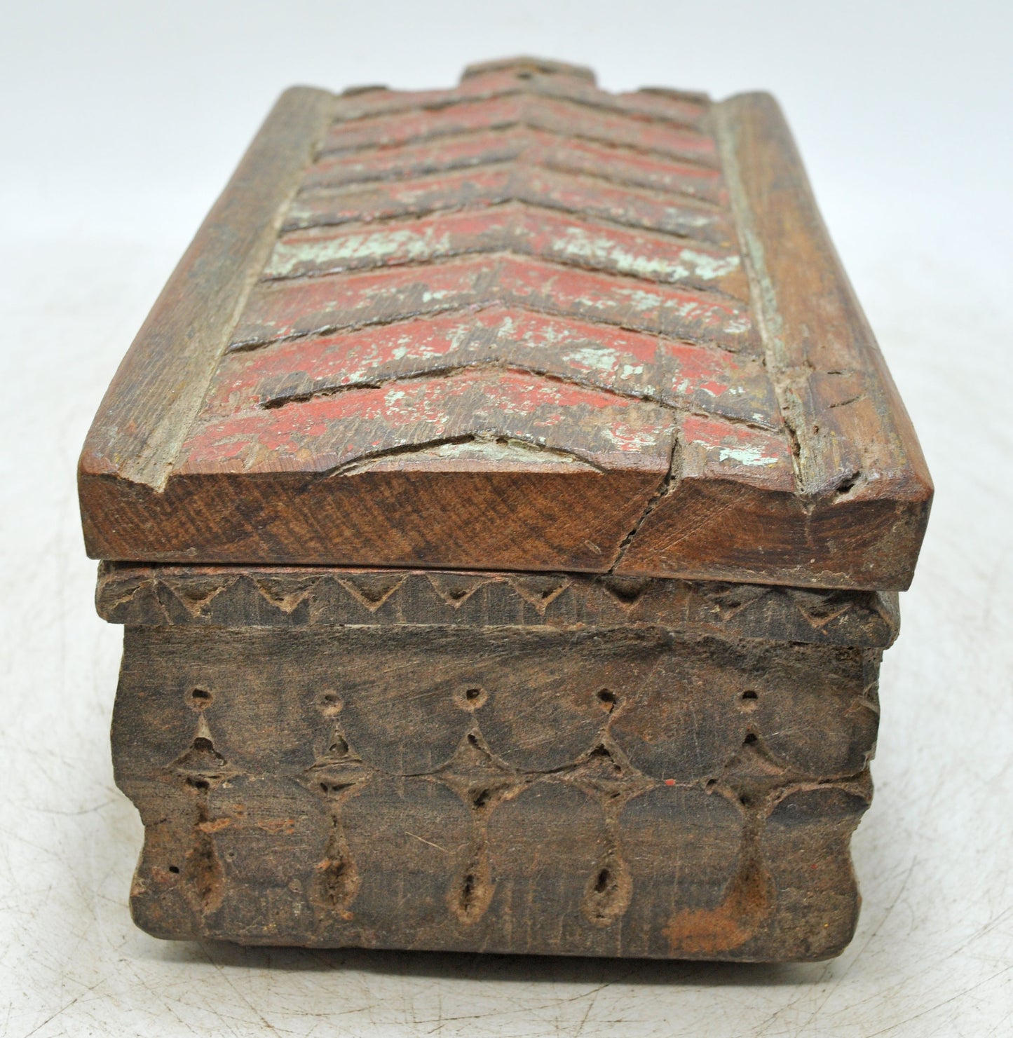 Antique Wooden Kitchenware Spice Box Original Old Hand Carved