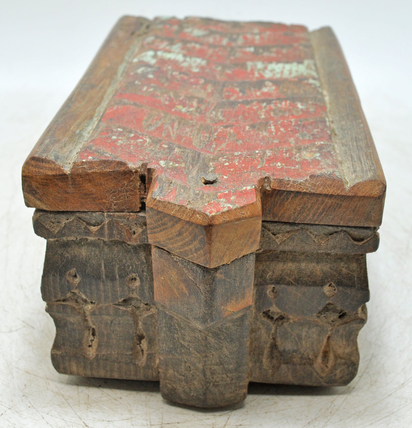 Antique Wooden Kitchenware Spice Box Original Old Hand Carved