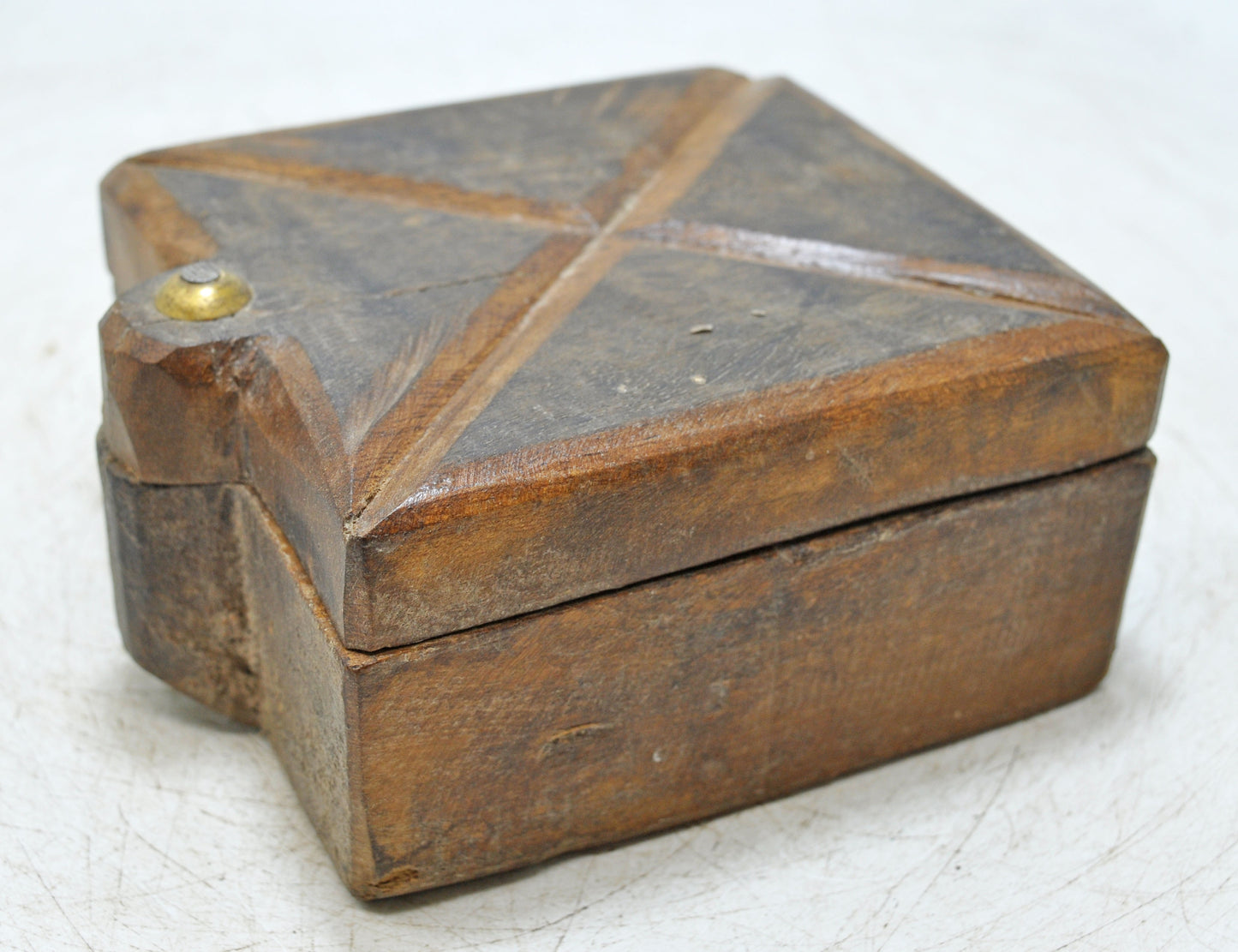 Antique Wooden Kitchenware Spice Box Original Old Hand Carved
