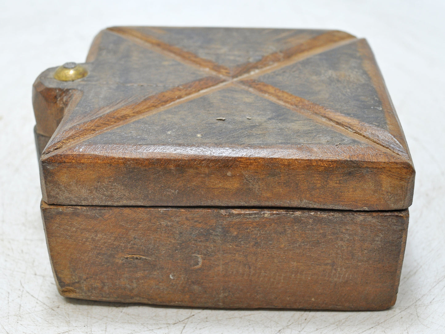 Antique Wooden Kitchenware Spice Box Original Old Hand Carved