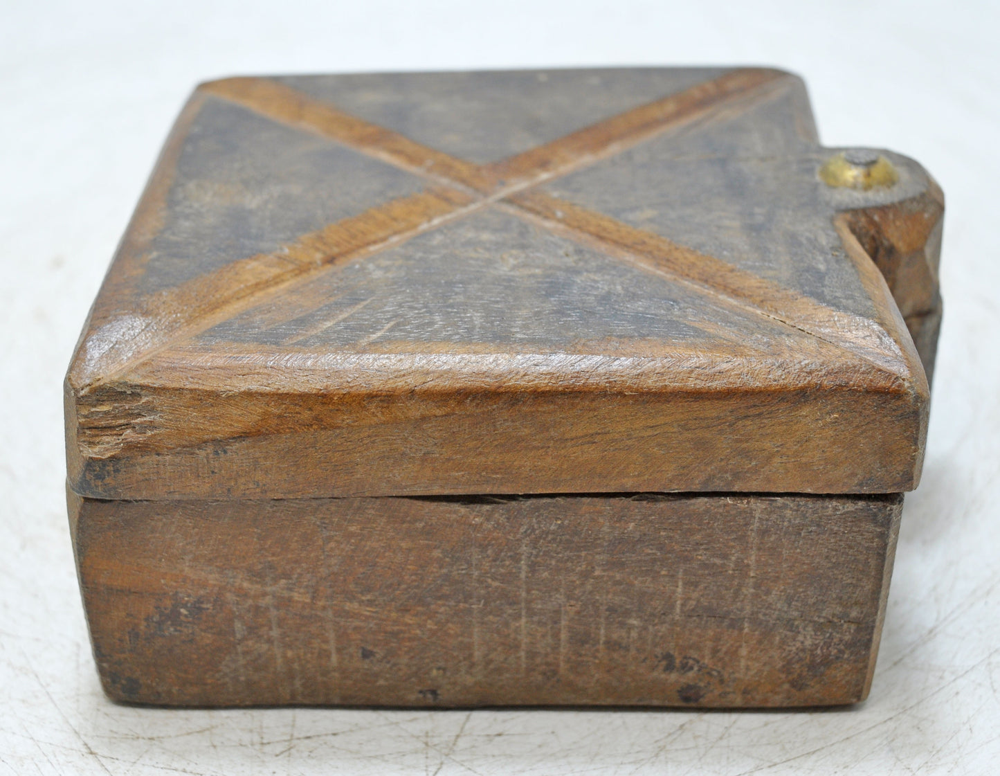 Antique Wooden Kitchenware Spice Box Original Old Hand Carved