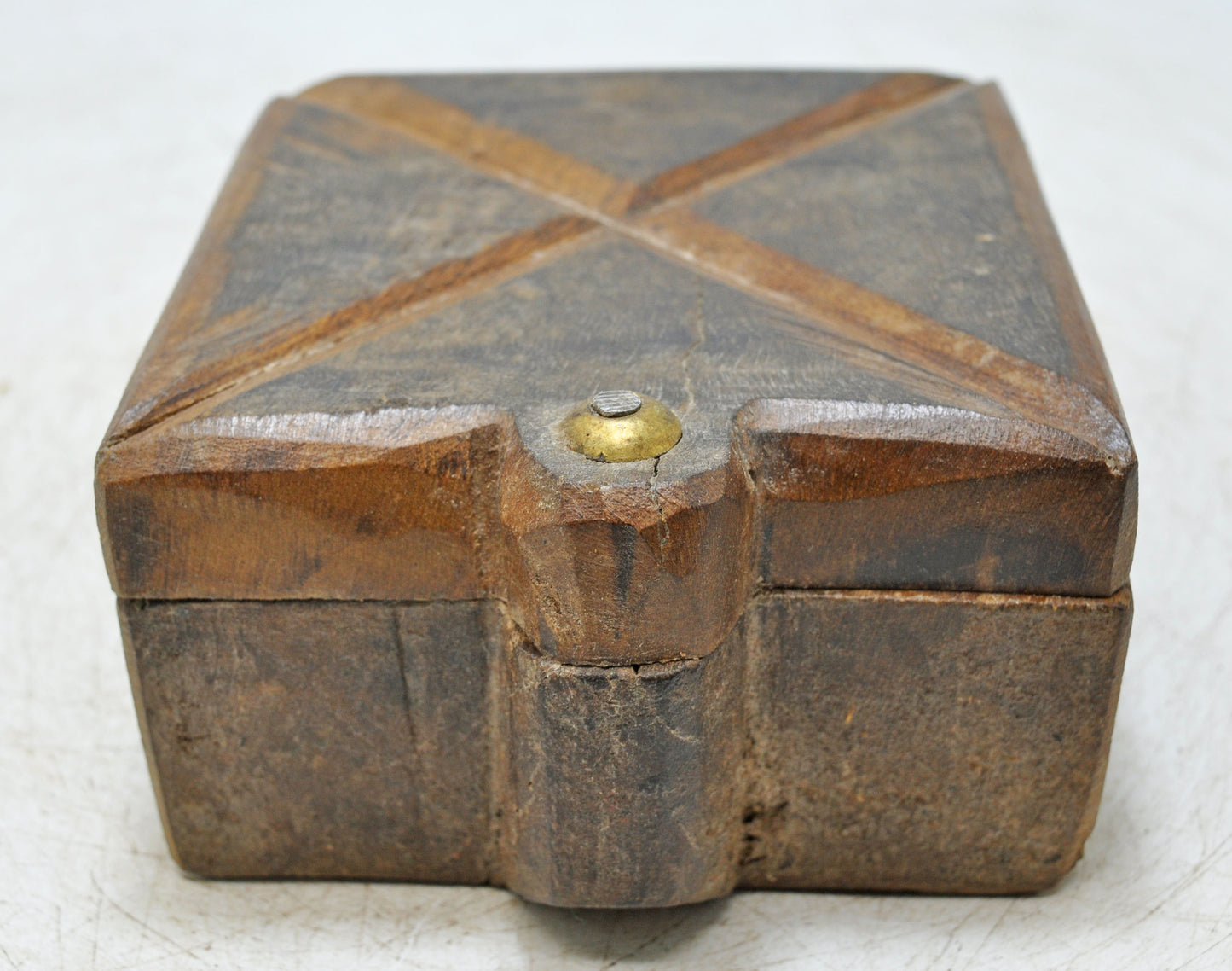 Antique Wooden Kitchenware Spice Box Original Old Hand Carved