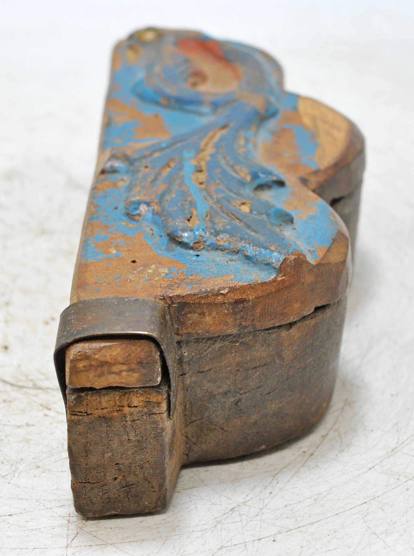 Antique Wooden Kitchenware Spice Box Original Old Hand Carved