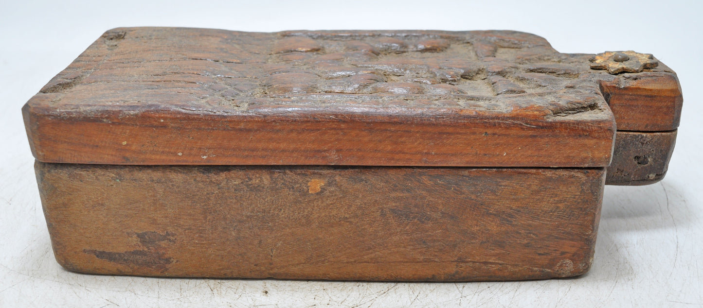 Antique Wooden Kitchenware Spice Box Original Old Hand Carved