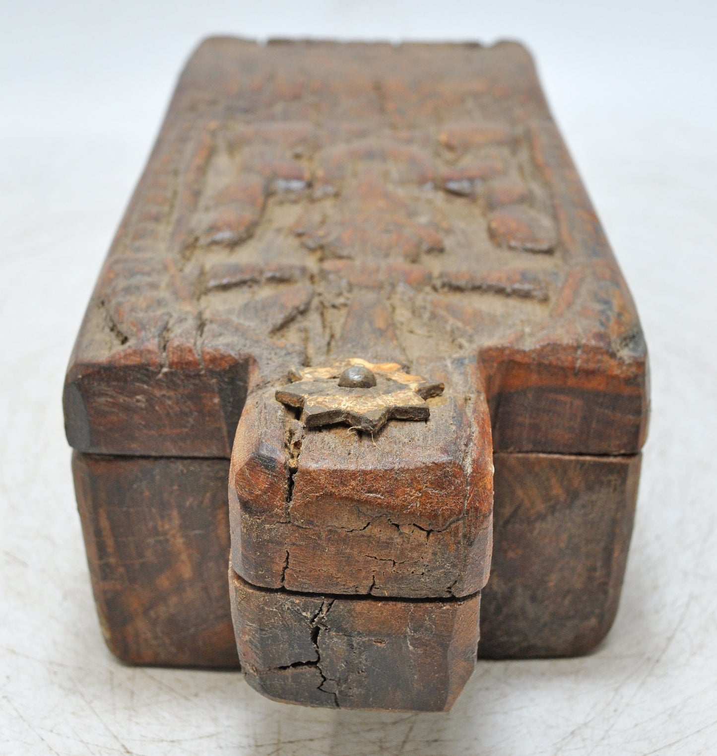 Antique Wooden Kitchenware Spice Box Original Old Hand Carved