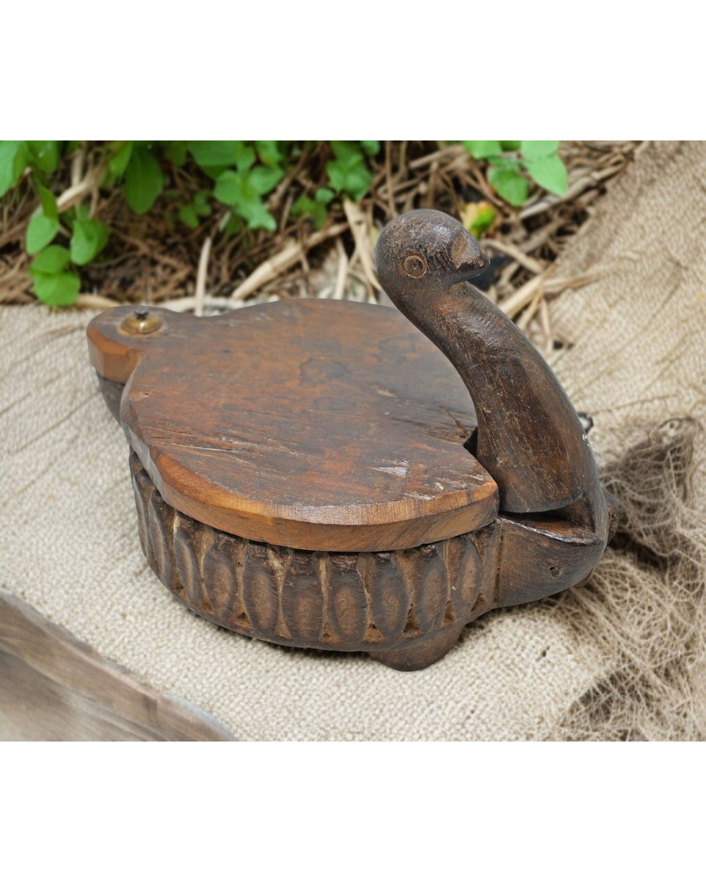 Antique Wooden Kitchenware Spice Box Original Old Hand Carved