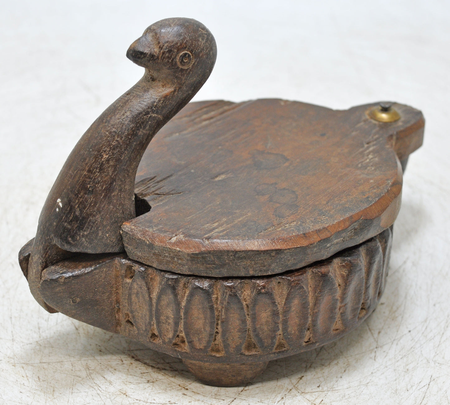 Antique Wooden Kitchenware Spice Box Original Old Hand Carved