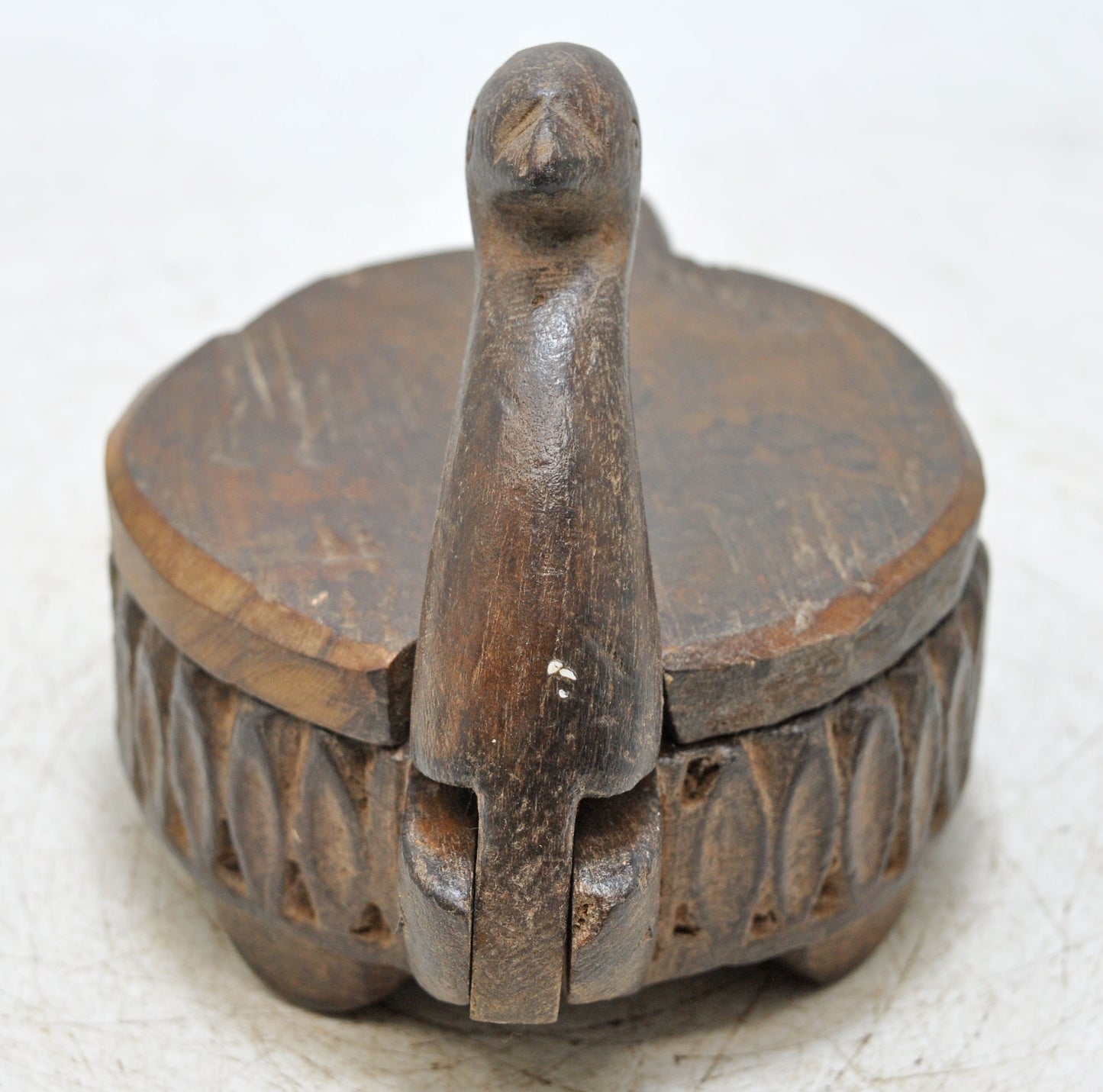 Antique Wooden Kitchenware Spice Box Original Old Hand Carved