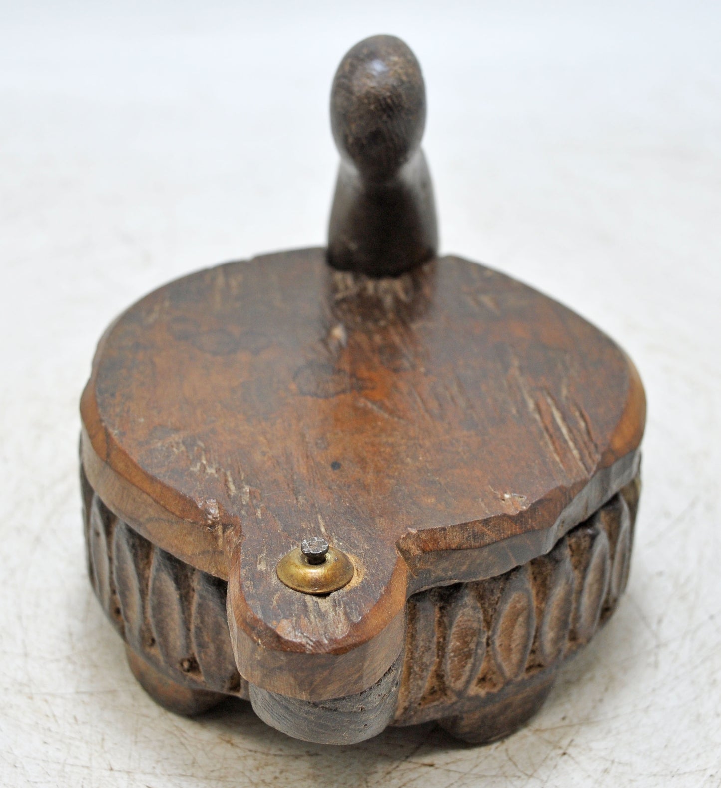 Antique Wooden Kitchenware Spice Box Original Old Hand Carved