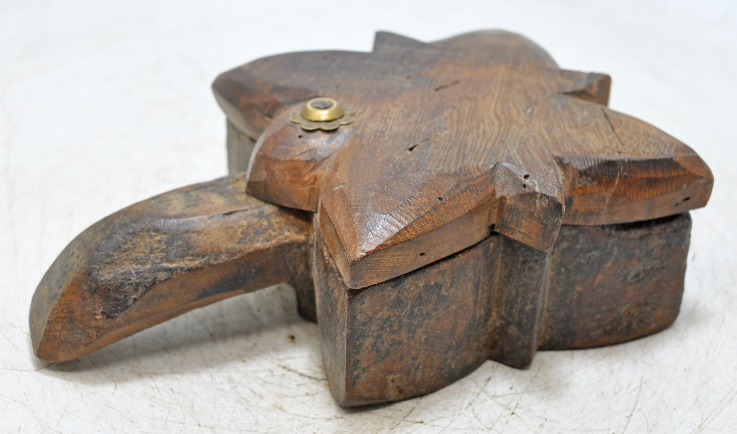 Antique Wooden Kitchenware Spice Box Original Old Hand Carved