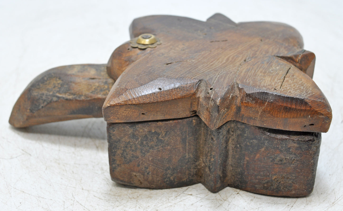 Antique Wooden Kitchenware Spice Box Original Old Hand Carved