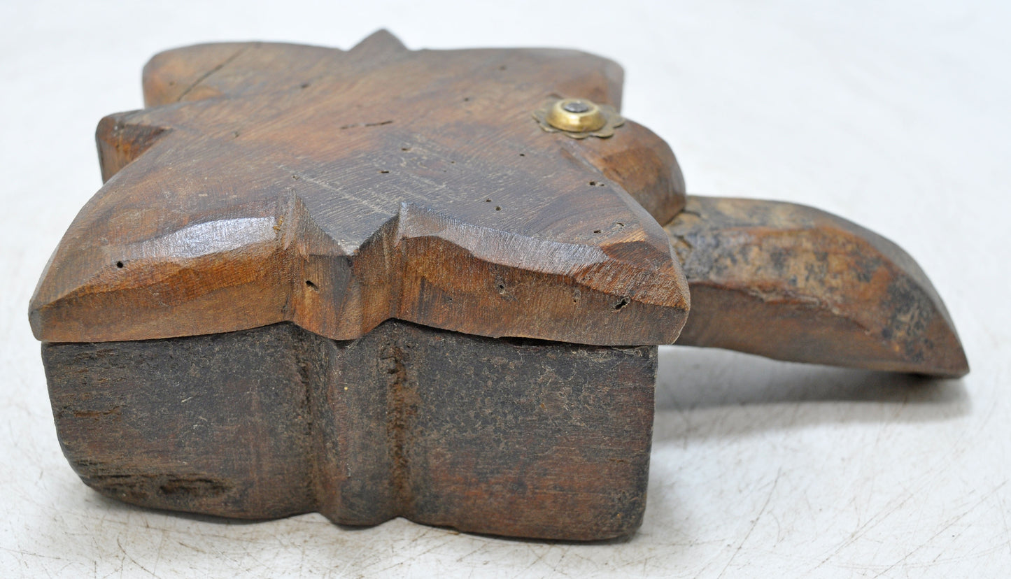 Antique Wooden Kitchenware Spice Box Original Old Hand Carved