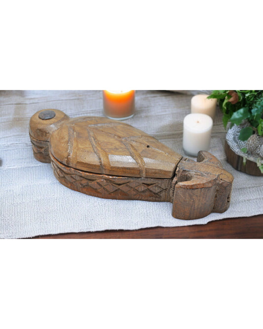 Antique Wooden Kum Kum Powder Tika Box Original Old Hand Carved