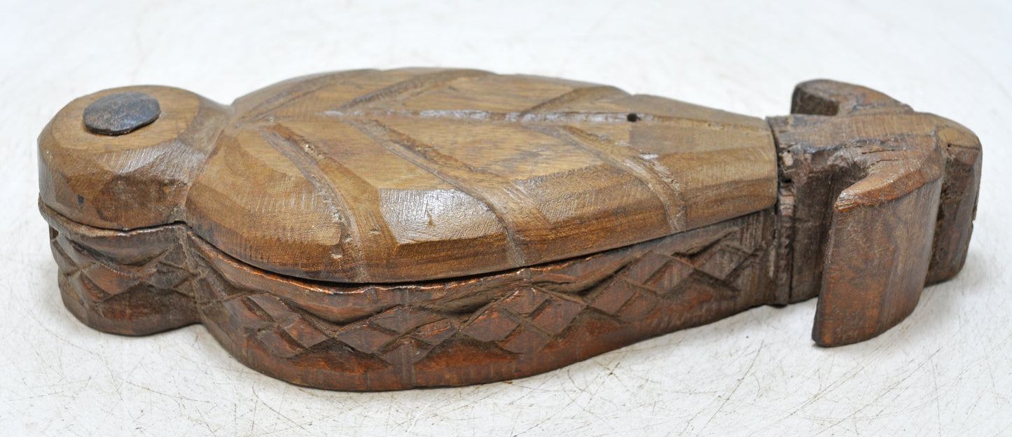 Antique Wooden Kum Kum Powder Tika Box Original Old Hand Carved