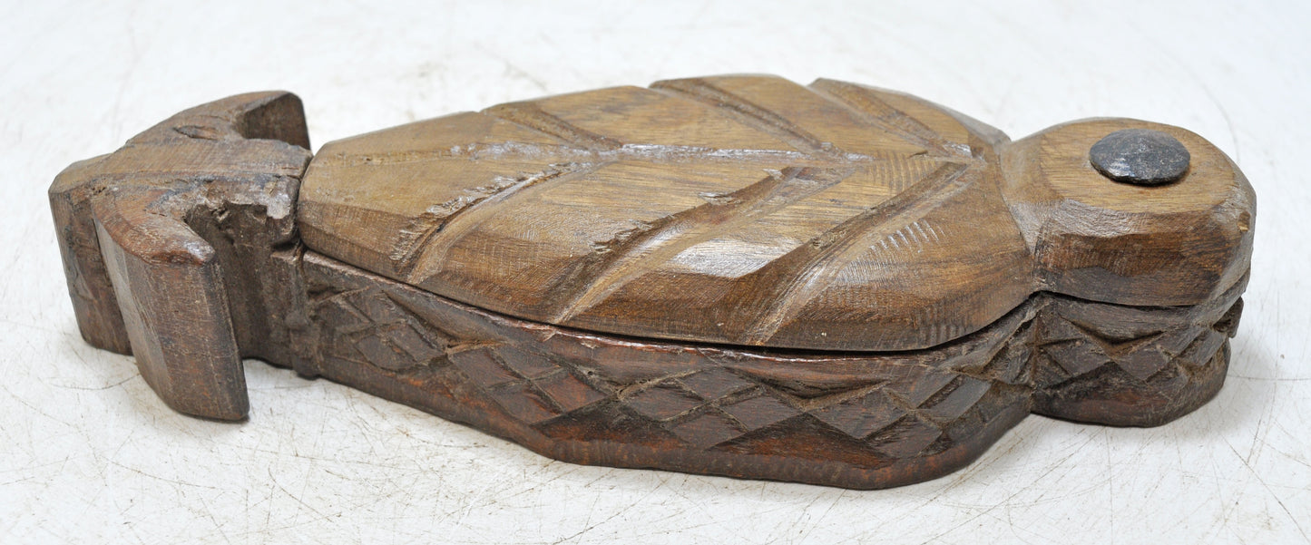 Antique Wooden Kum Kum Powder Tika Box Original Old Hand Carved