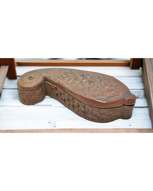 Antique Wooden Kum Kum Powder Tika Box Original Old Hand Carved