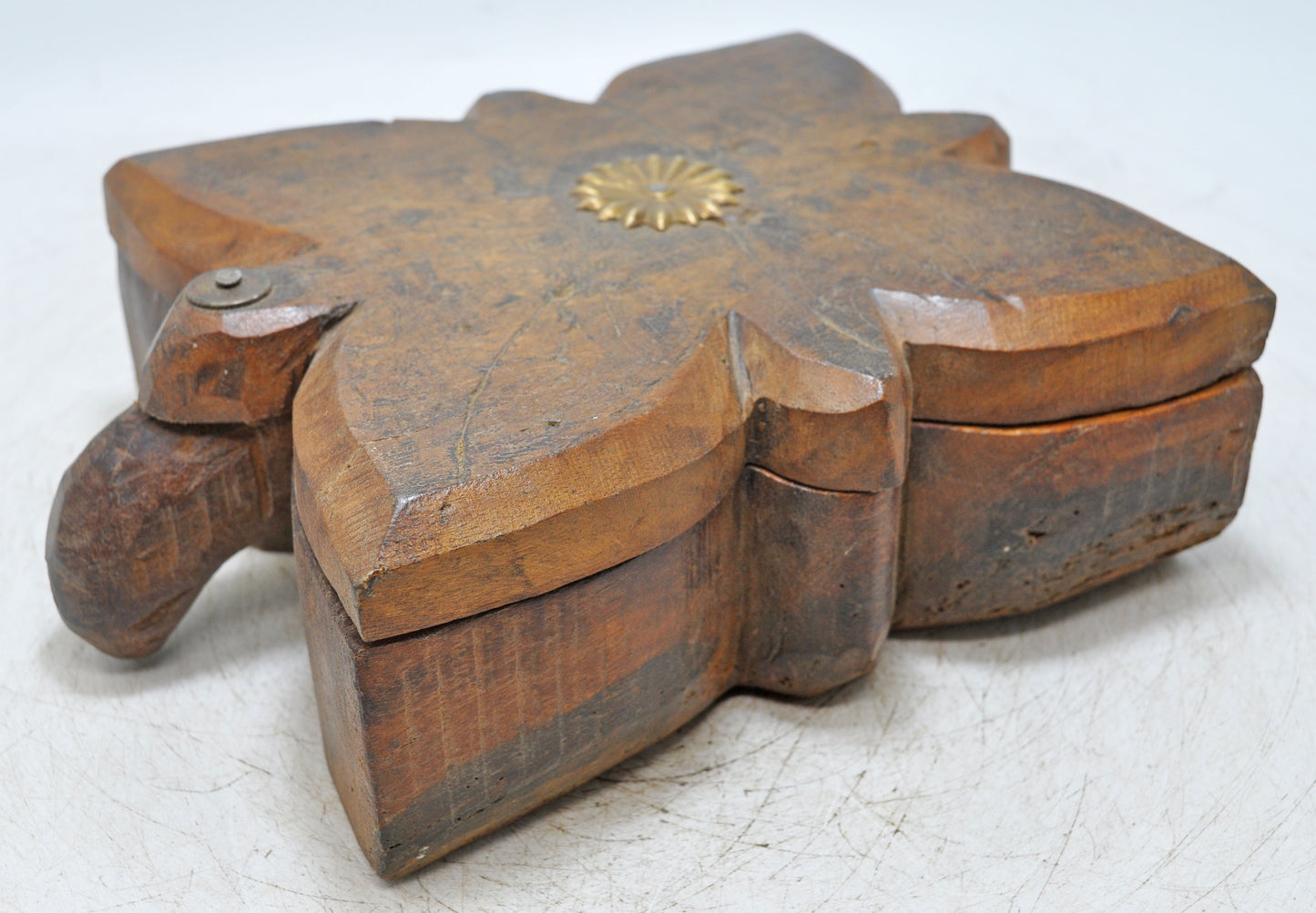 Antique Wooden Kitchenware Spice Box Original Old Hand Carved