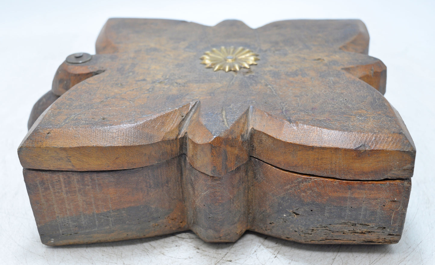 Antique Wooden Kitchenware Spice Box Original Old Hand Carved