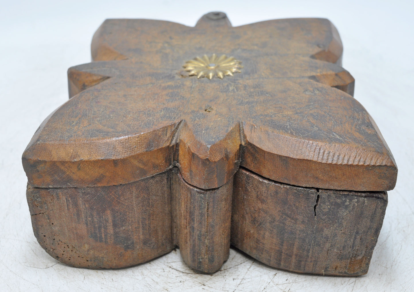 Antique Wooden Kitchenware Spice Box Original Old Hand Carved