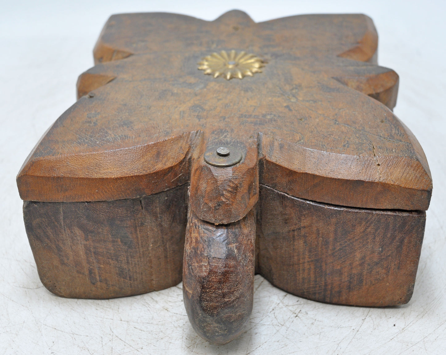 Antique Wooden Kitchenware Spice Box Original Old Hand Carved
