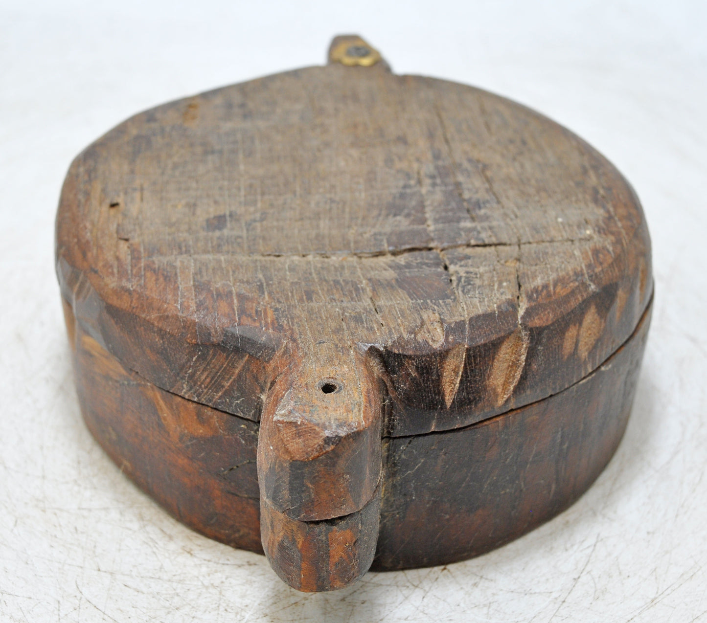Antique Wooden Kitchenware Spice Box Original Old Hand Carved