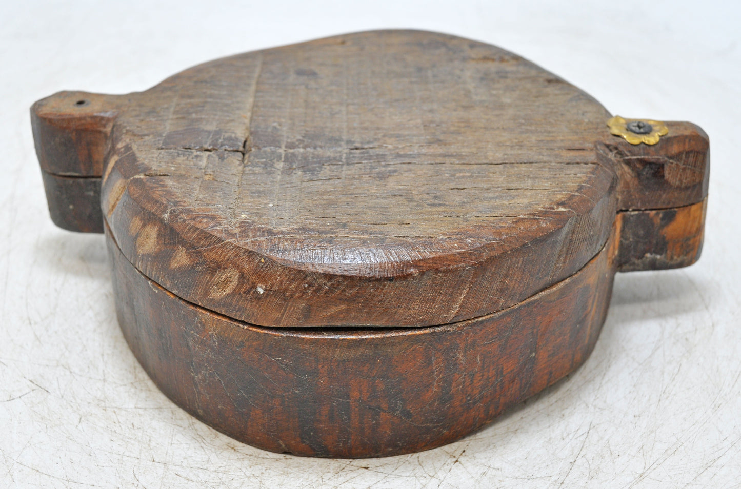 Antique Wooden Kitchenware Spice Box Original Old Hand Carved