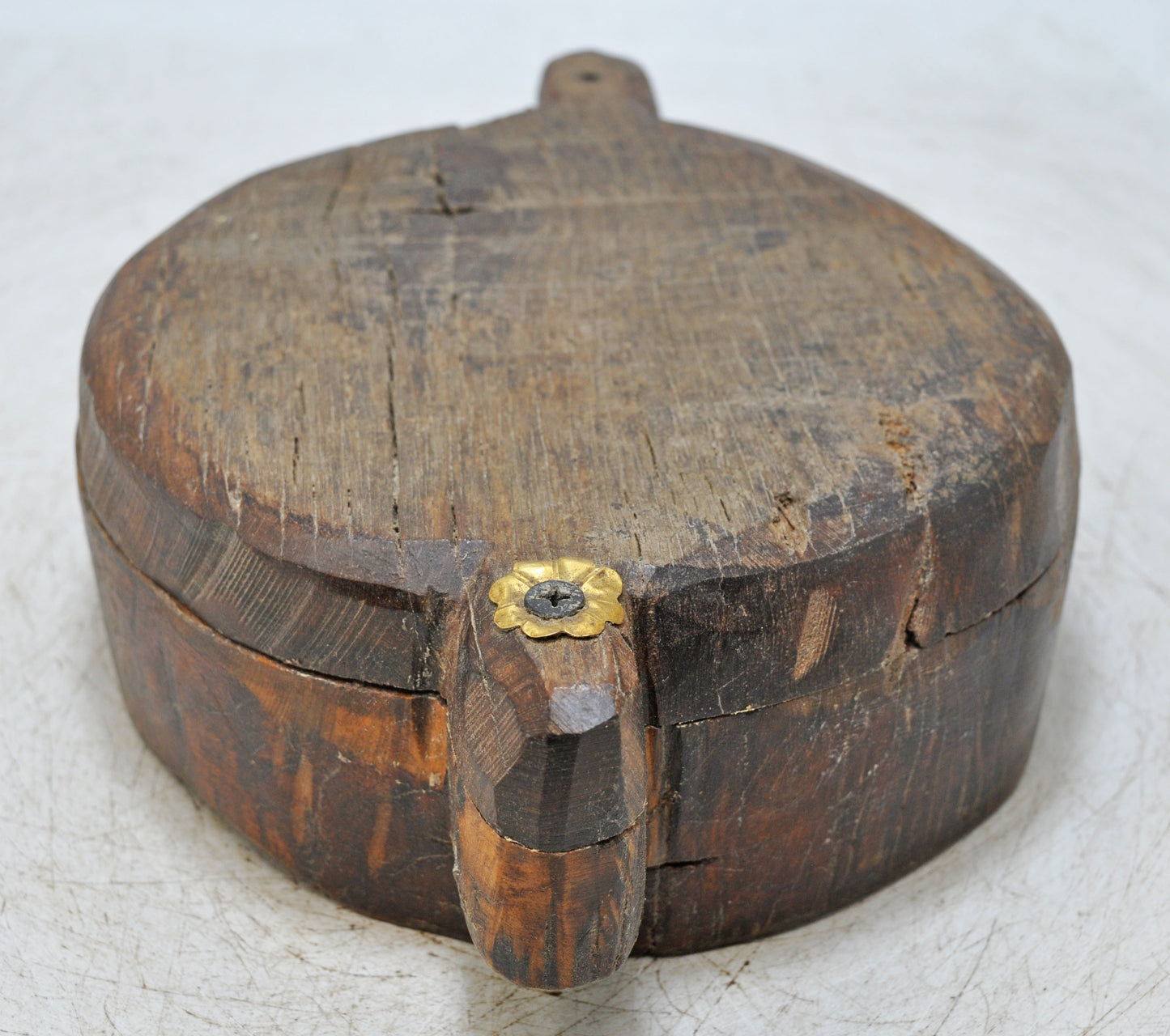 Antique Wooden Kitchenware Spice Box Original Old Hand Carved