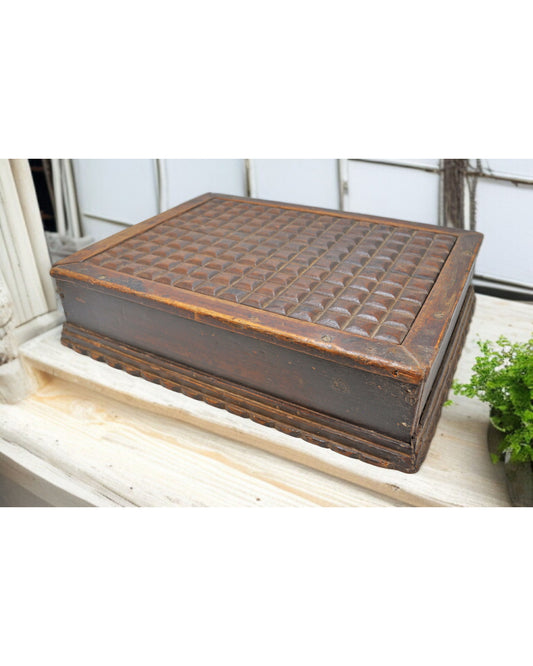 Antique Wooden Large Size Spice Box Original Old Hand Carved