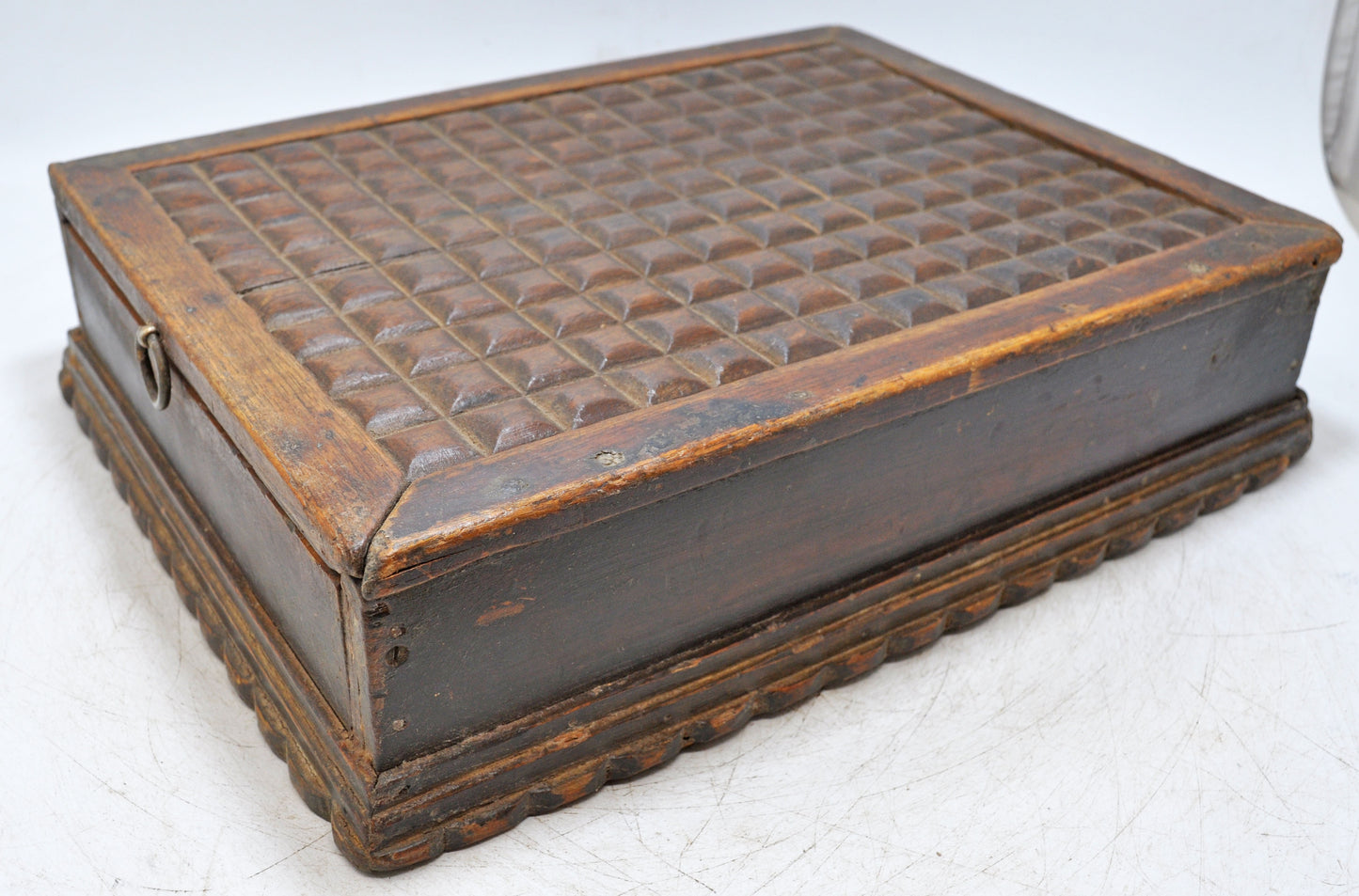 Antique Wooden Large Size Spice Box Original Old Hand Carved