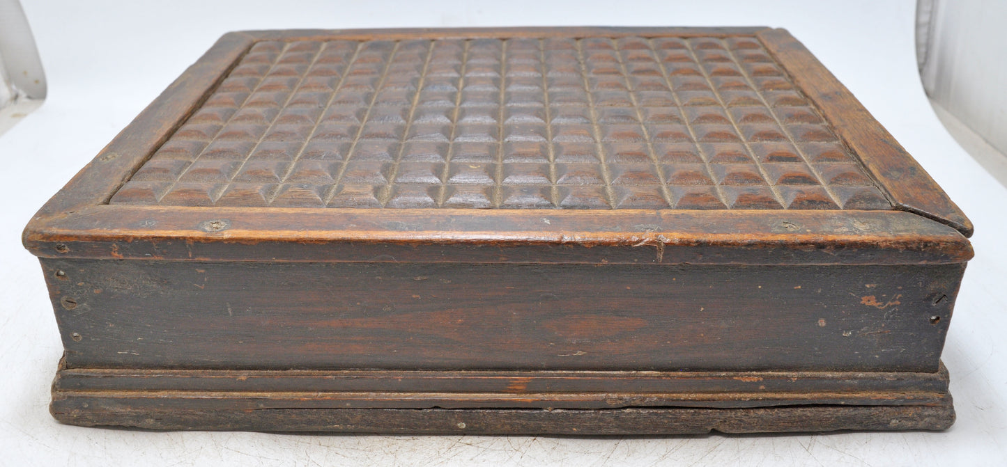 Antique Wooden Large Size Spice Box Original Old Hand Carved