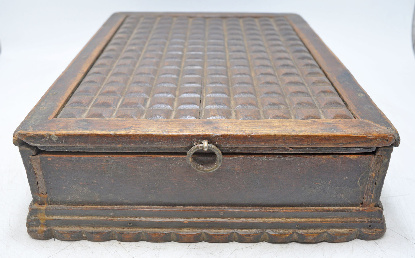 Antique Wooden Large Size Spice Box Original Old Hand Carved