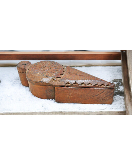 Antique Wooden Kum Kum Powder Tika Box Original Old Hand Carved