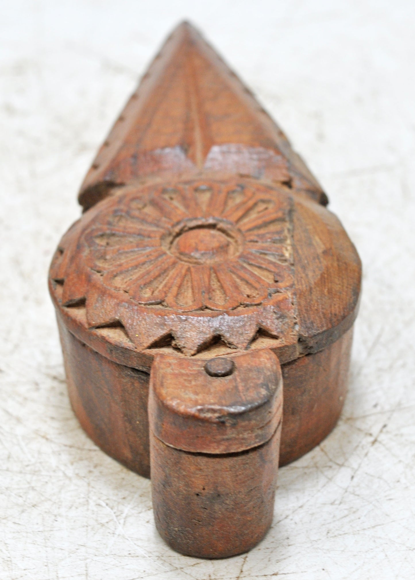 Antique Wooden Kum Kum Powder Tika Box Original Old Hand Carved