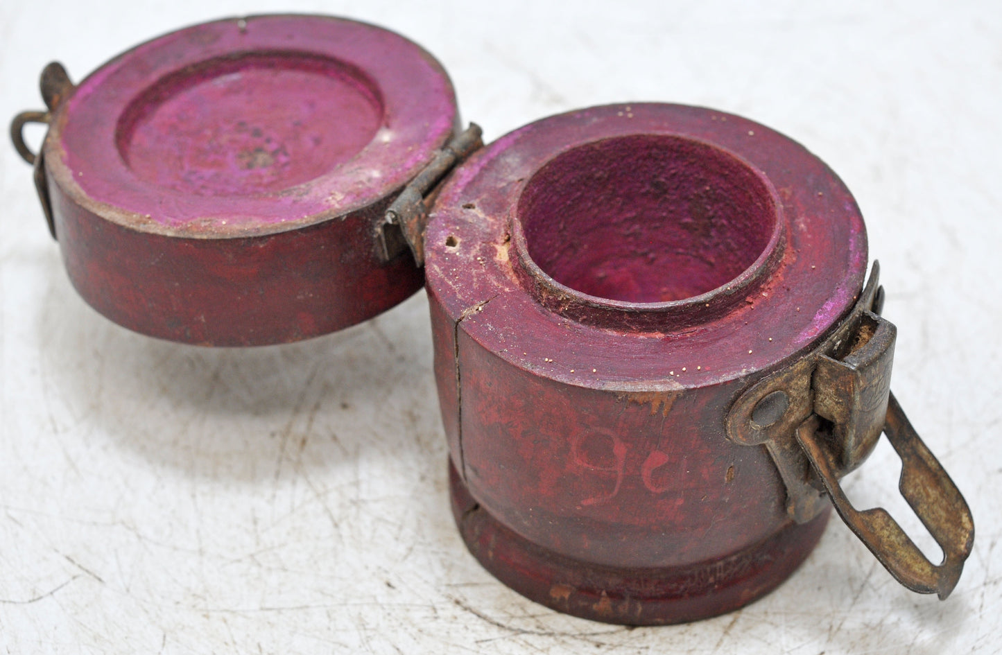 Antique Wooden Kum Kum Powder Tika Box Original Old Hand Carved