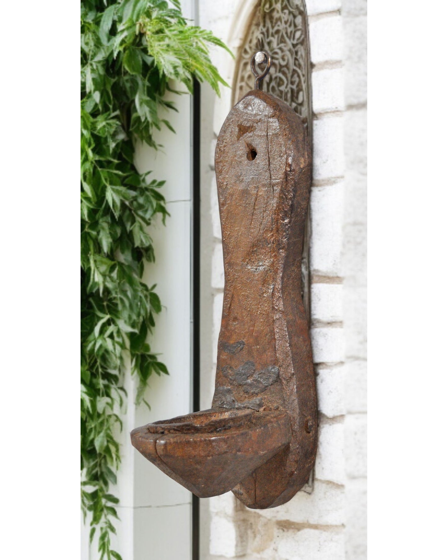 Antique Wooden Wall Hanging Candle Stand Original Old Hand Carved