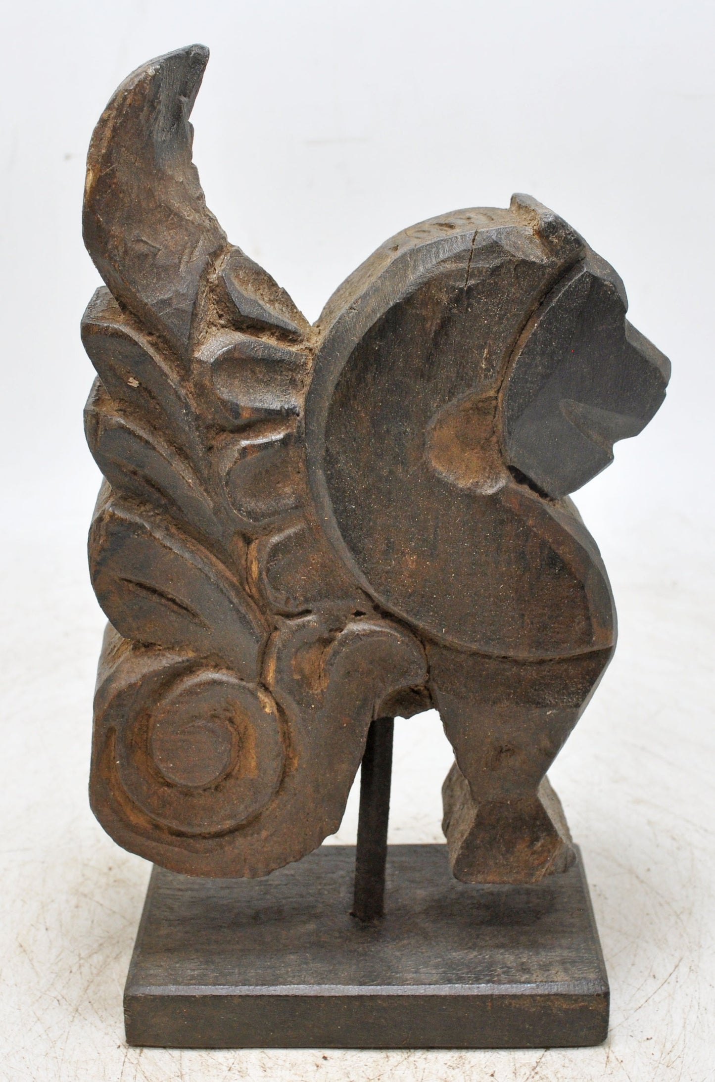 Antique Wooden Lion Figurine Original Old Hand Carved