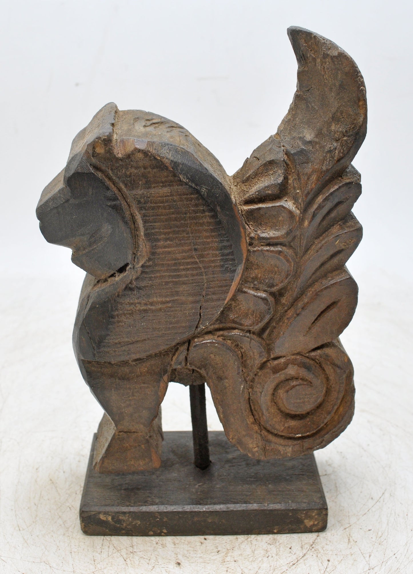 Antique Wooden Lion Figurine Original Old Hand Carved