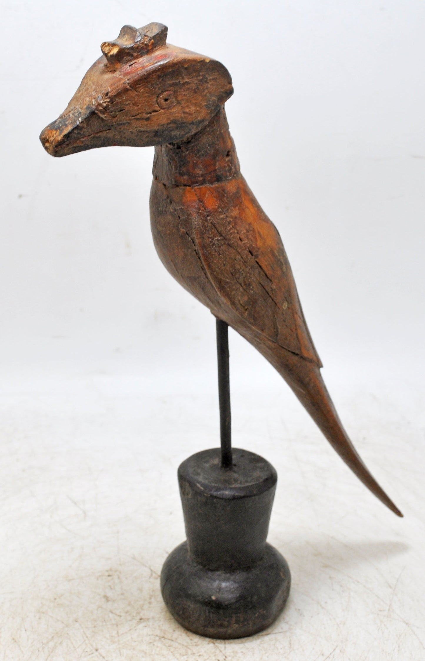 Vintage Wooden Parrot Bird Figurine Original Old Hand Carved