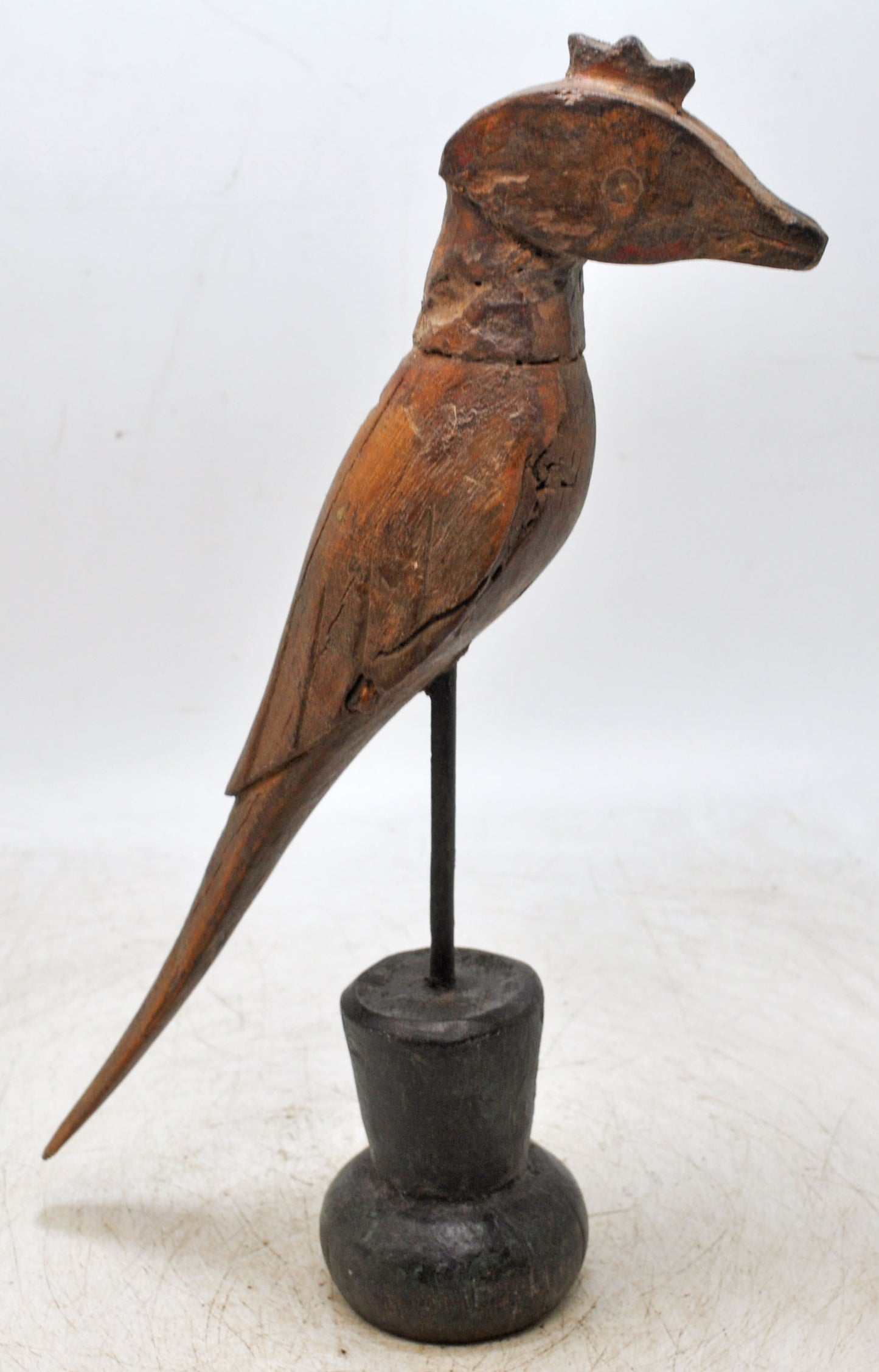 Vintage Wooden Parrot Bird Figurine Original Old Hand Carved