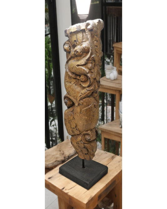 Antique Wooden Architectural Bracket Carving on Stand Original Old Fine Hand Carved