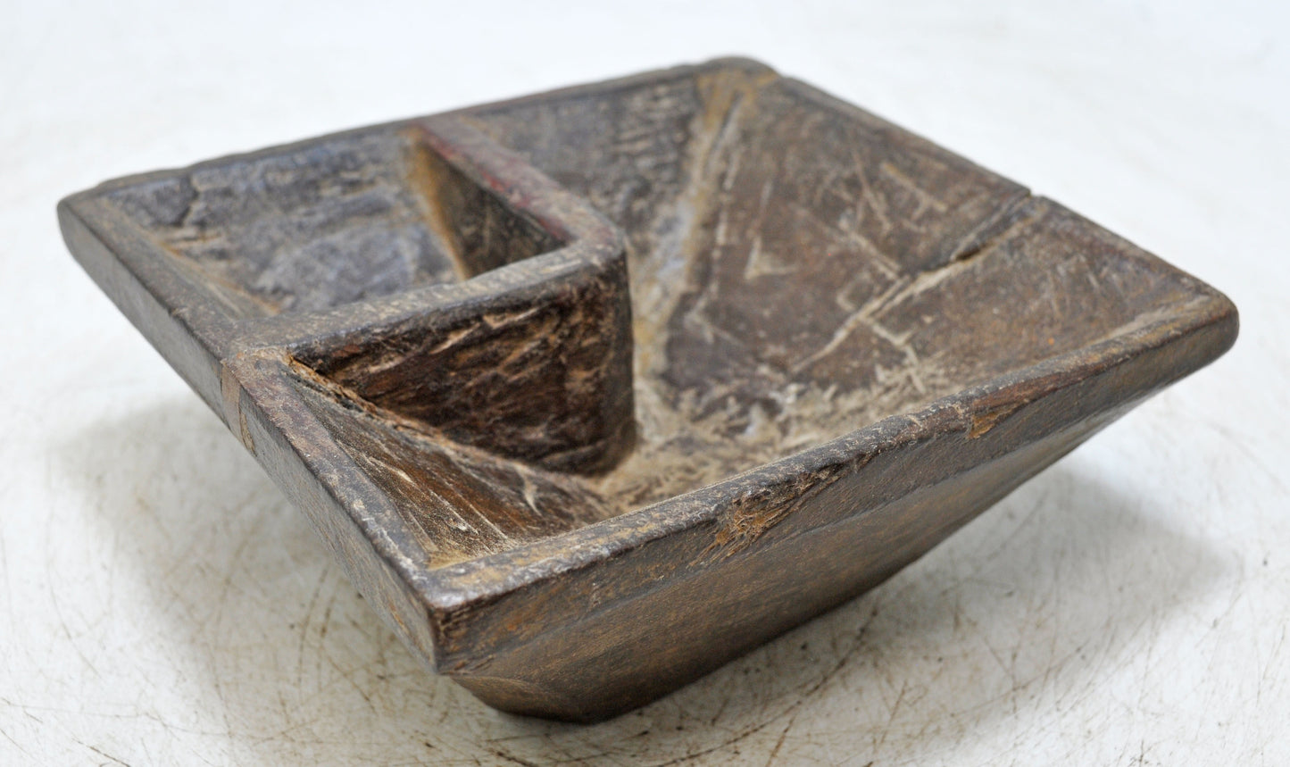 Antique Wooden Kitchenware Spice Salt Bowl Original Old Hand Carved