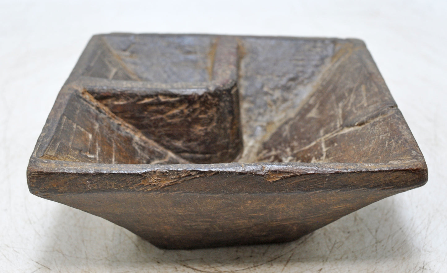 Antique Wooden Kitchenware Spice Salt Bowl Original Old Hand Carved