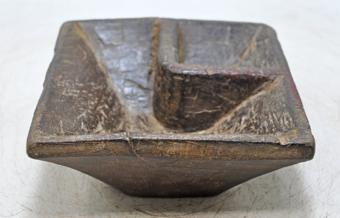 Antique Wooden Kitchenware Spice Salt Bowl Original Old Hand Carved