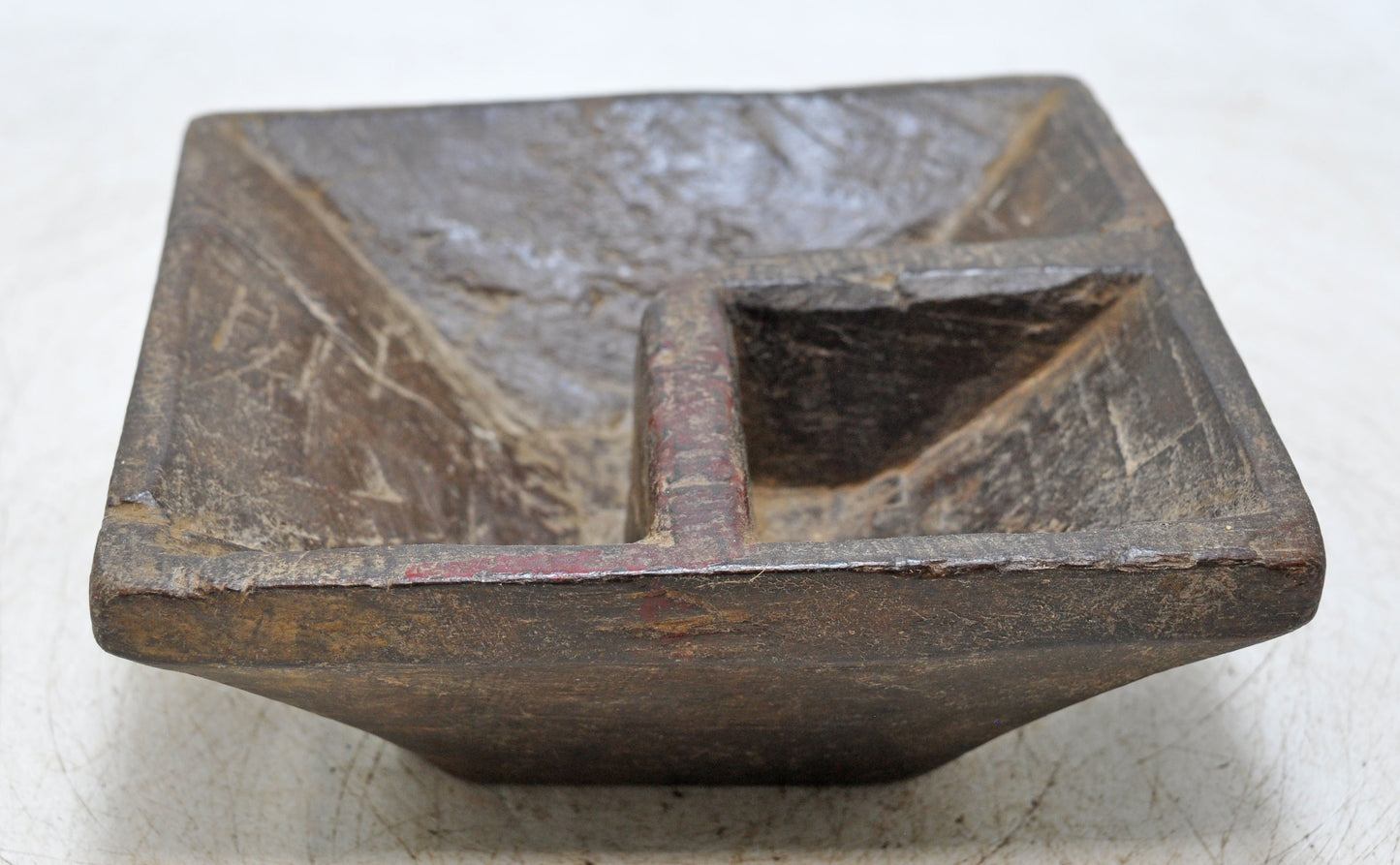 Antique Wooden Kitchenware Spice Salt Bowl Original Old Hand Carved