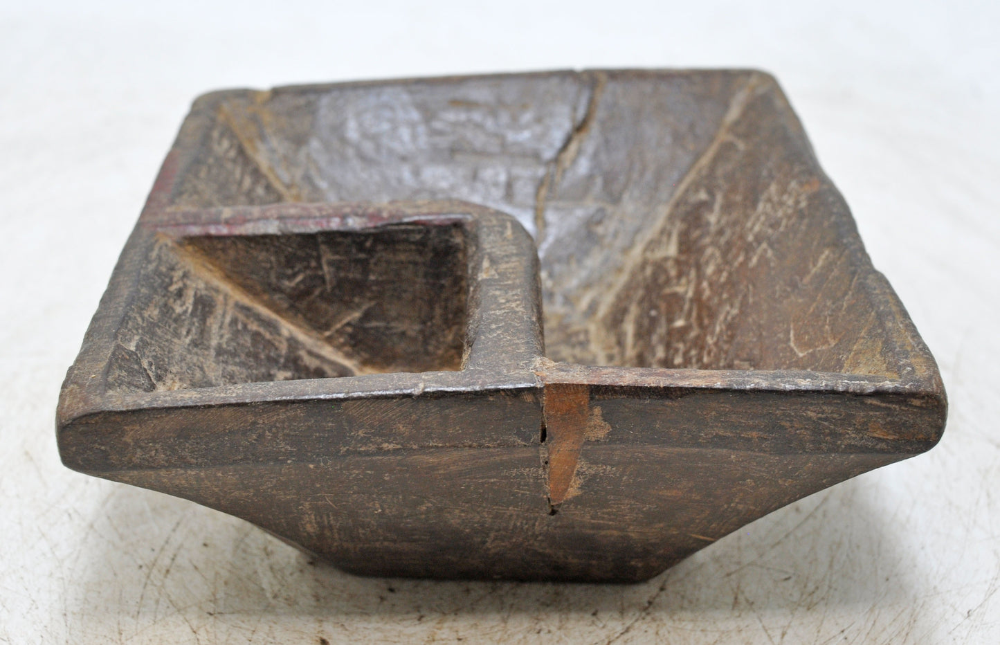 Antique Wooden Kitchenware Spice Salt Bowl Original Old Hand Carved