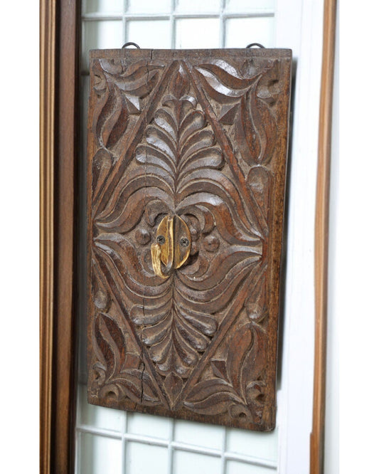 Antique Wooden Wall Décor Carving Panel Hook Hanger Original Old Hand Carved