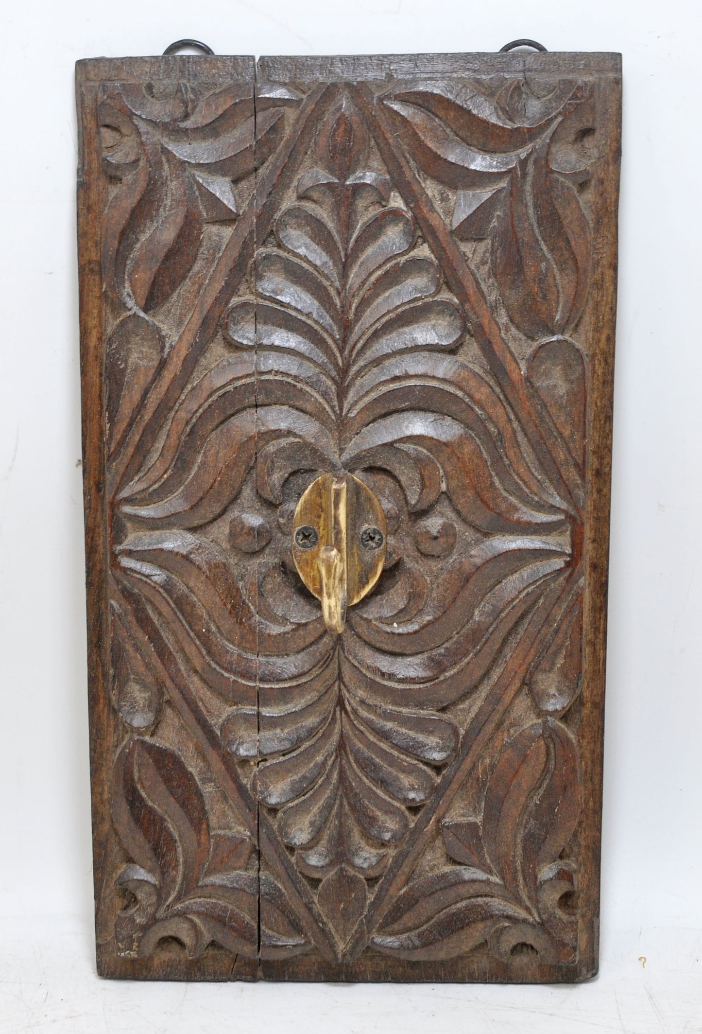 Antique Wooden Wall Décor Carving Panel Hook Hanger Original Old Hand Carved