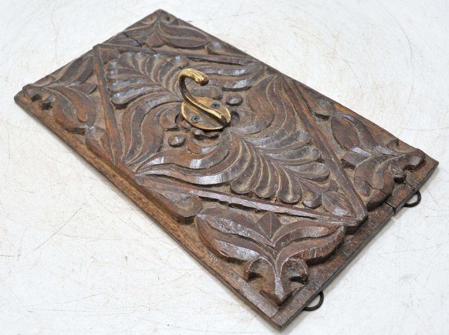 Antique Wooden Wall Décor Carving Panel Hook Hanger Original Old Hand Carved